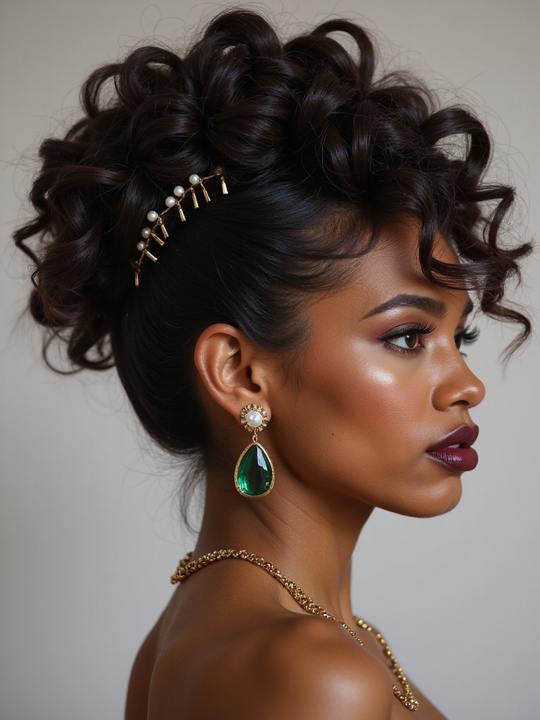 accessories elevate curly updo