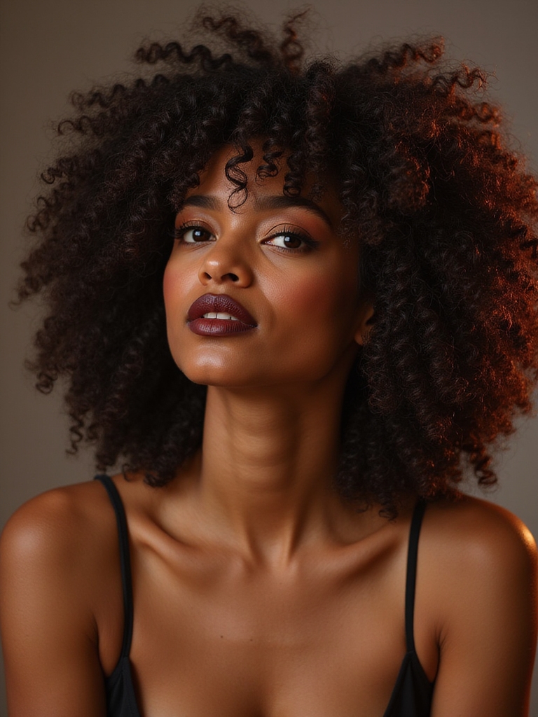 bold curls fierce expression