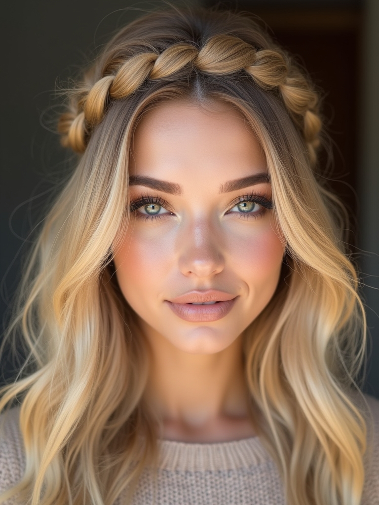 bold half up top braid