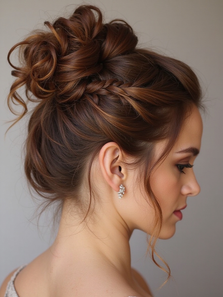 braided accents enhance curly updos