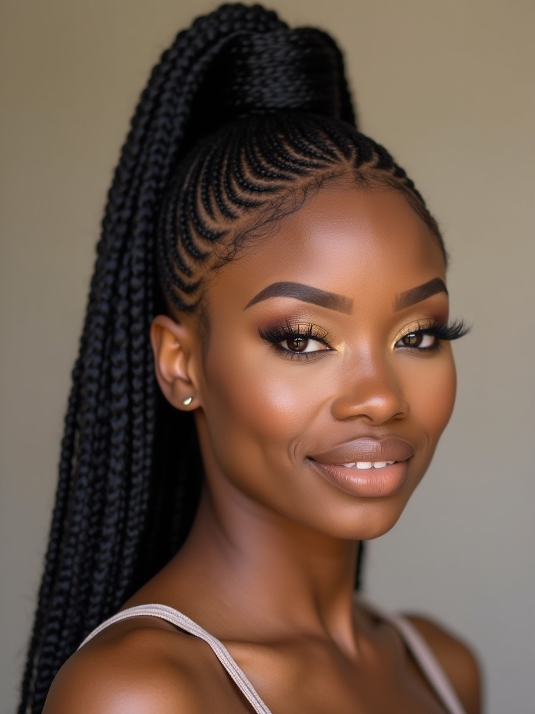 braided high ponytail styles