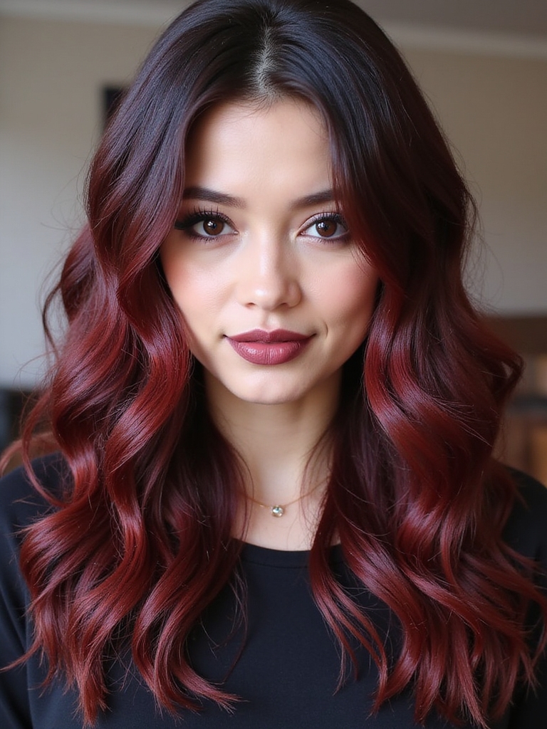 burgundy shadow roots elegance