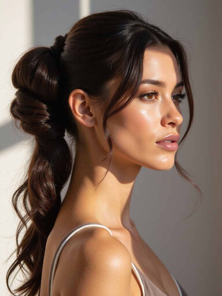 chic wrapped ponytail hairstyle