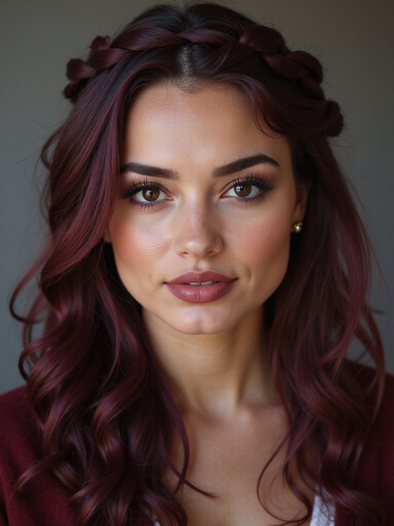 claret hued braided elegance