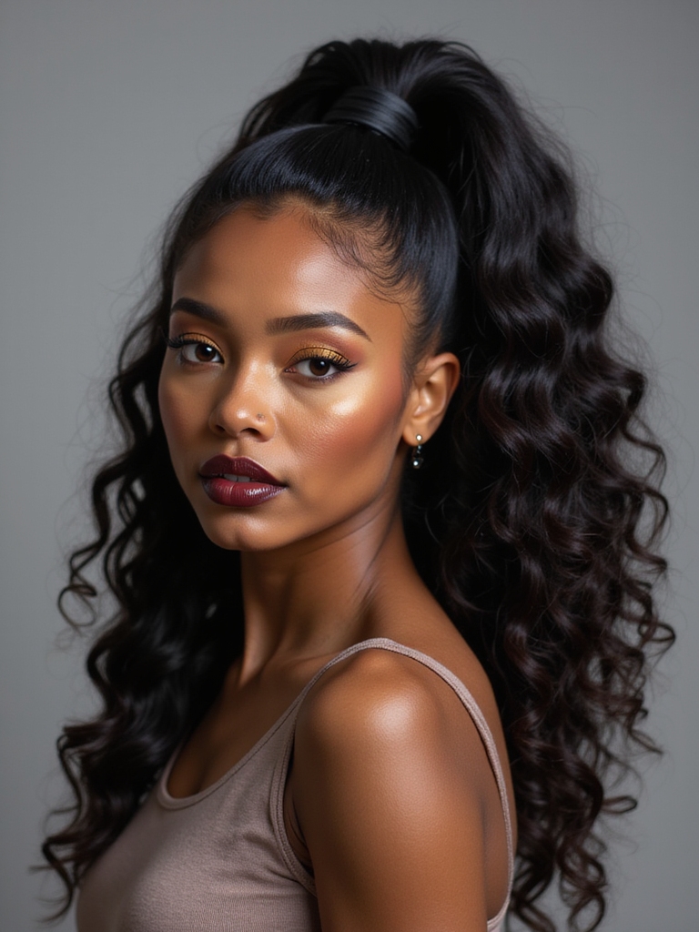 curly ended ponytail elegance