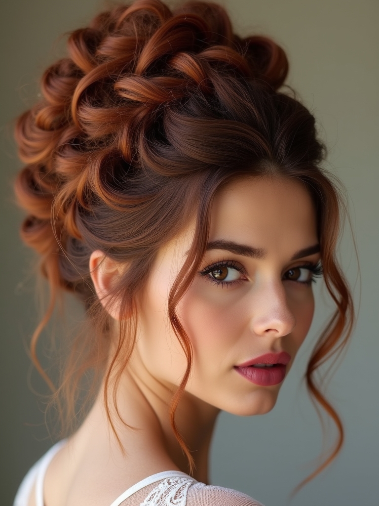 curly updo hair preparation