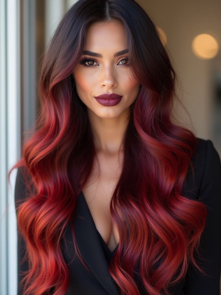 dark roots cherry red