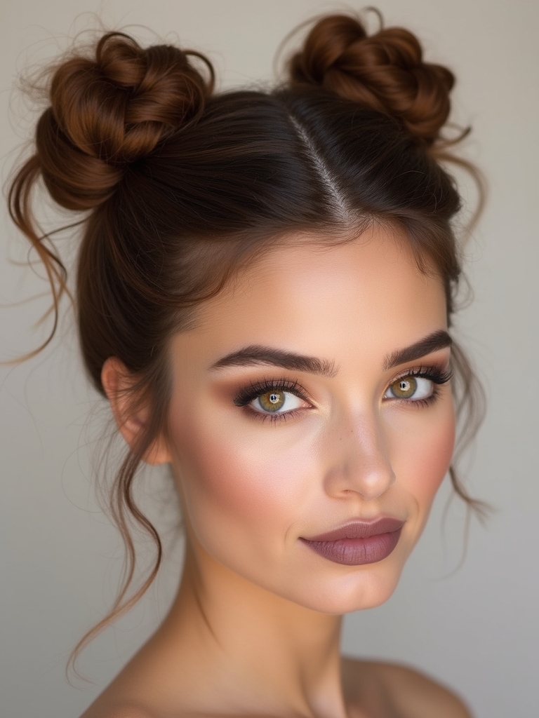 double buns with flair