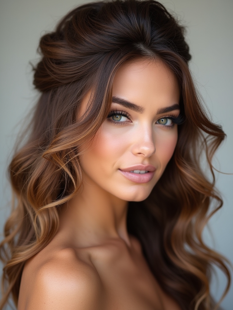 effortless chic half up waves