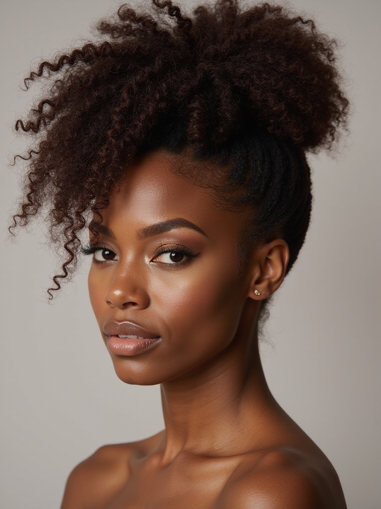 effortless high curly bun