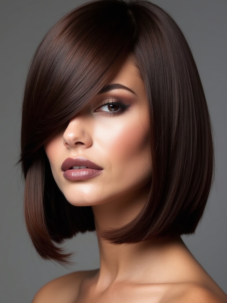 elegant deep side bob