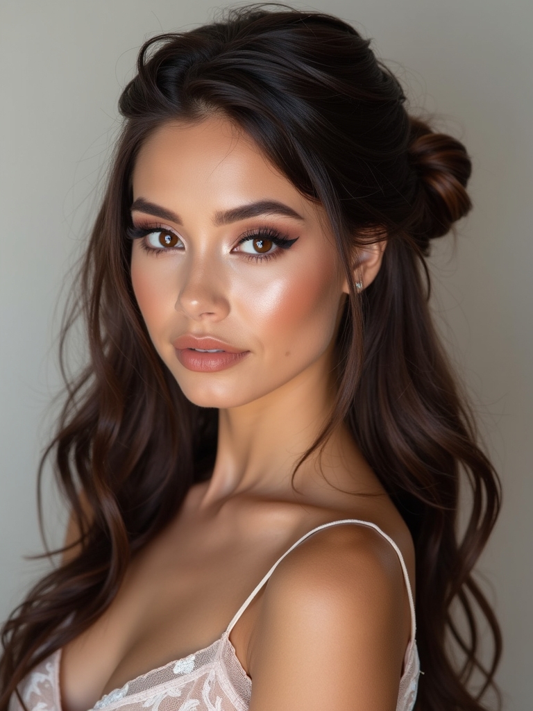 elegant half up bow hairstyle
