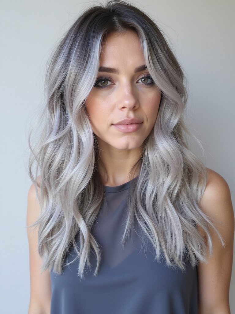 elegant silver hair gradient