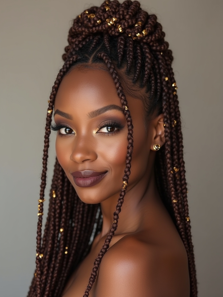 faux locs with gold accents