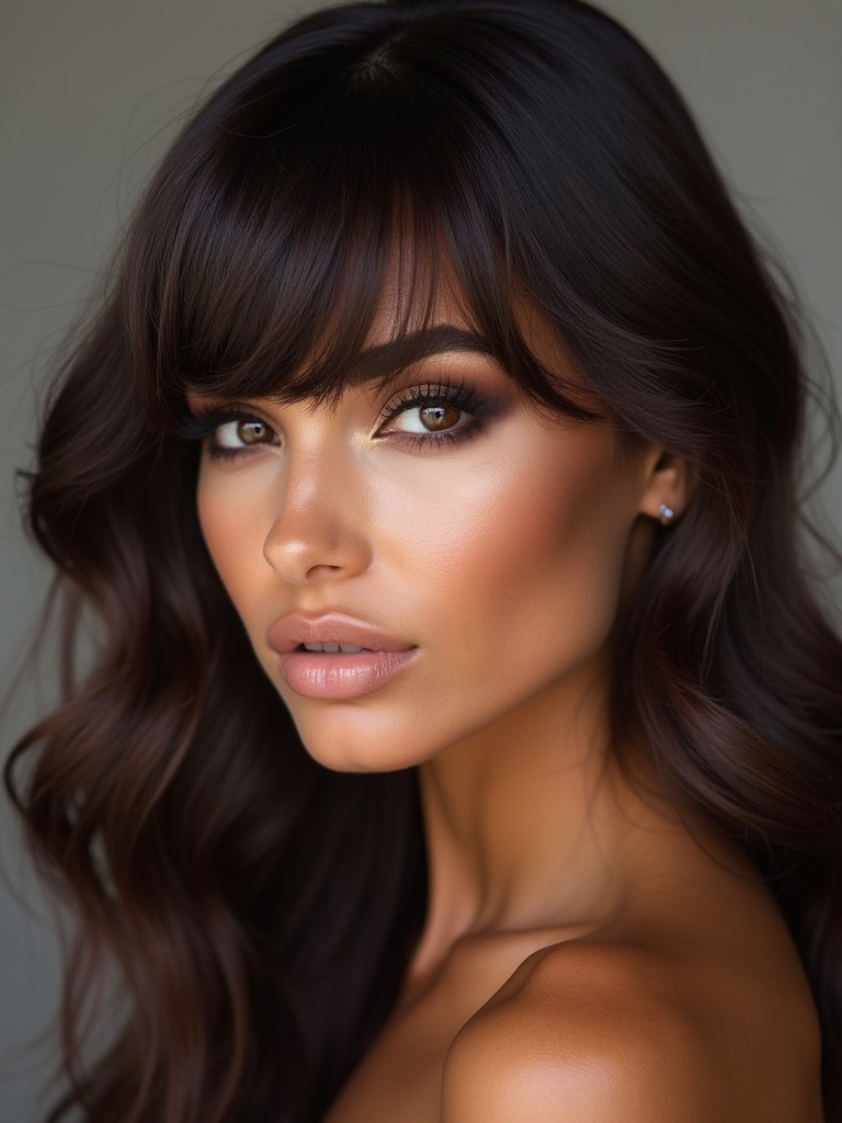 flattering playful side swept bangs