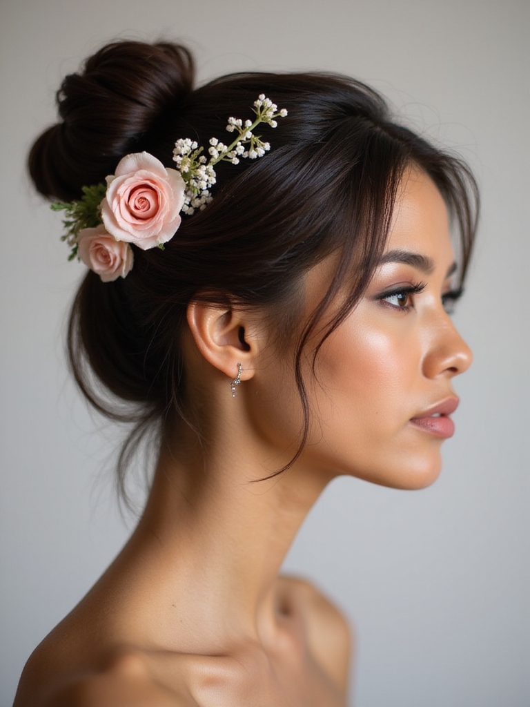 floral accents for bun