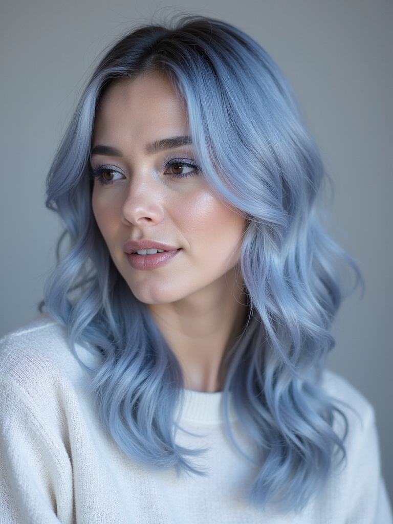 frosty blue hair accents
