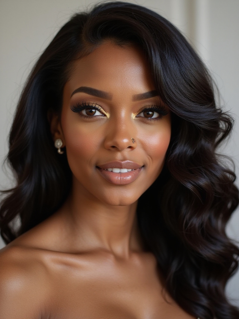 glamorous side swept voluminous waves
