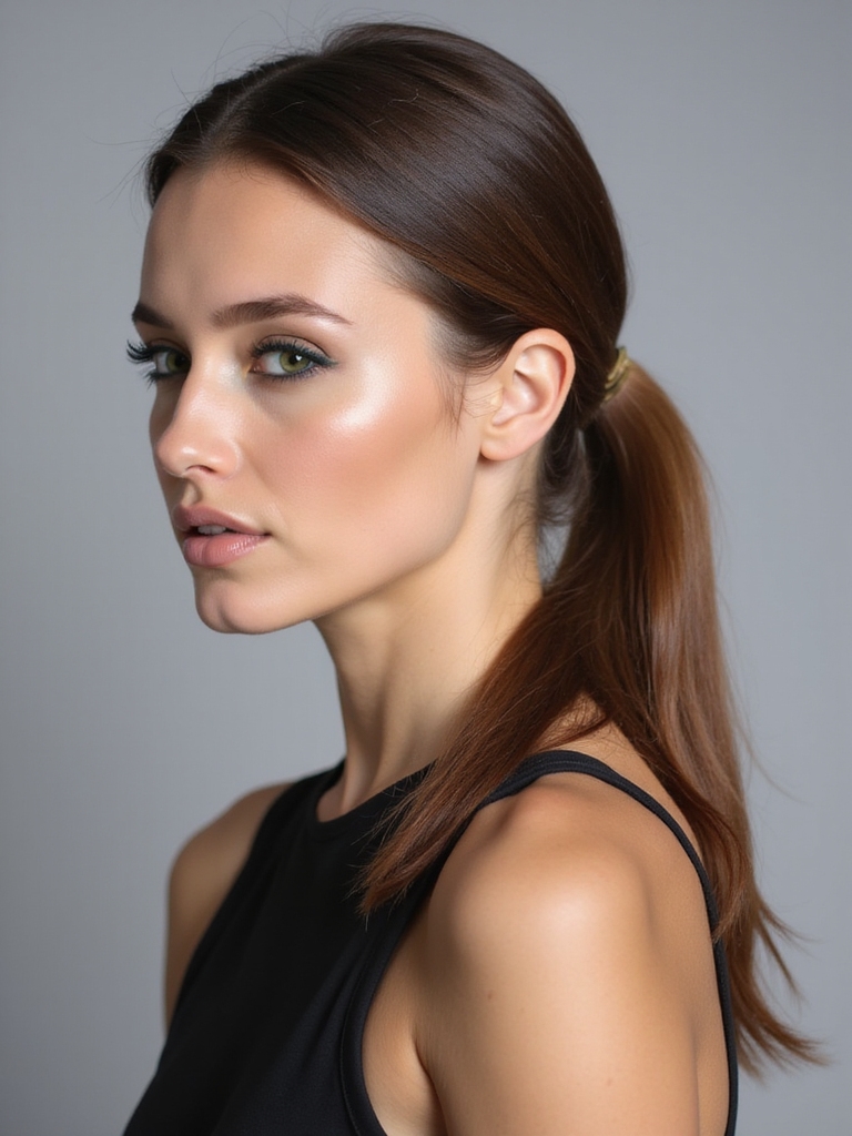 hair prepping for ponytail