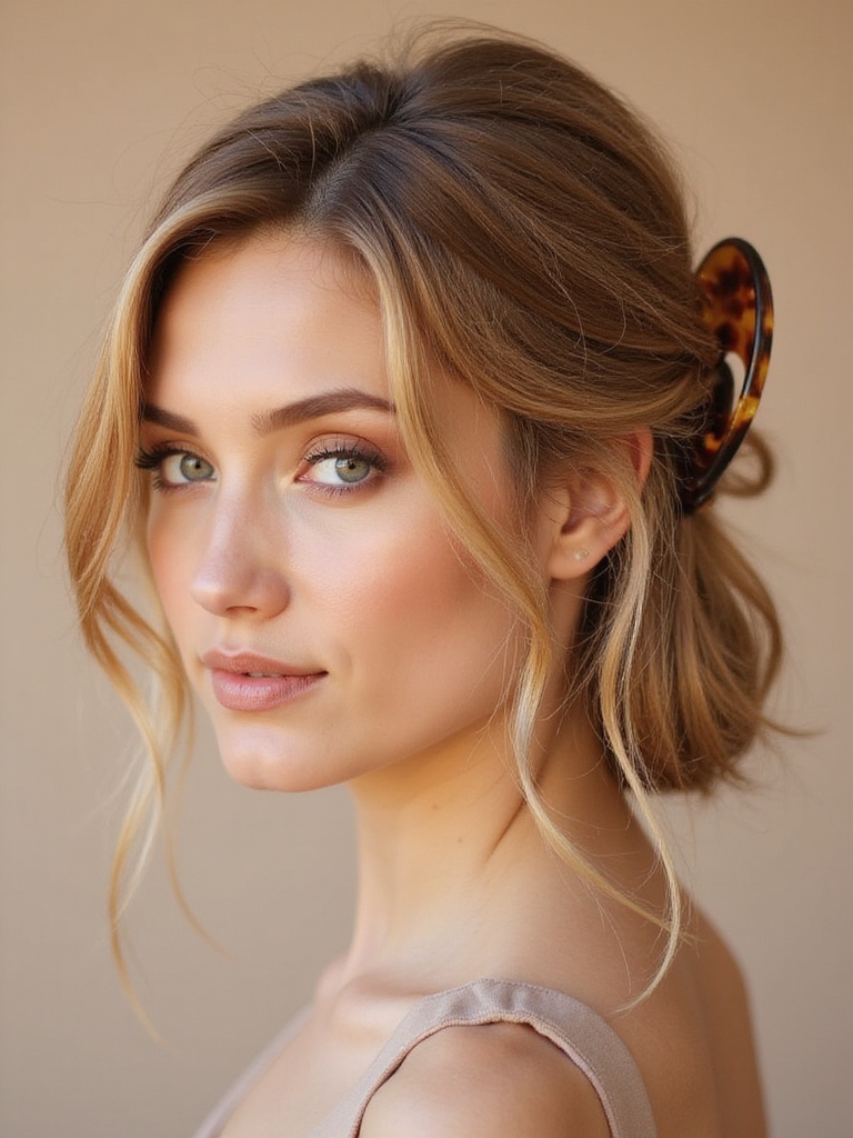 half up claw clip style