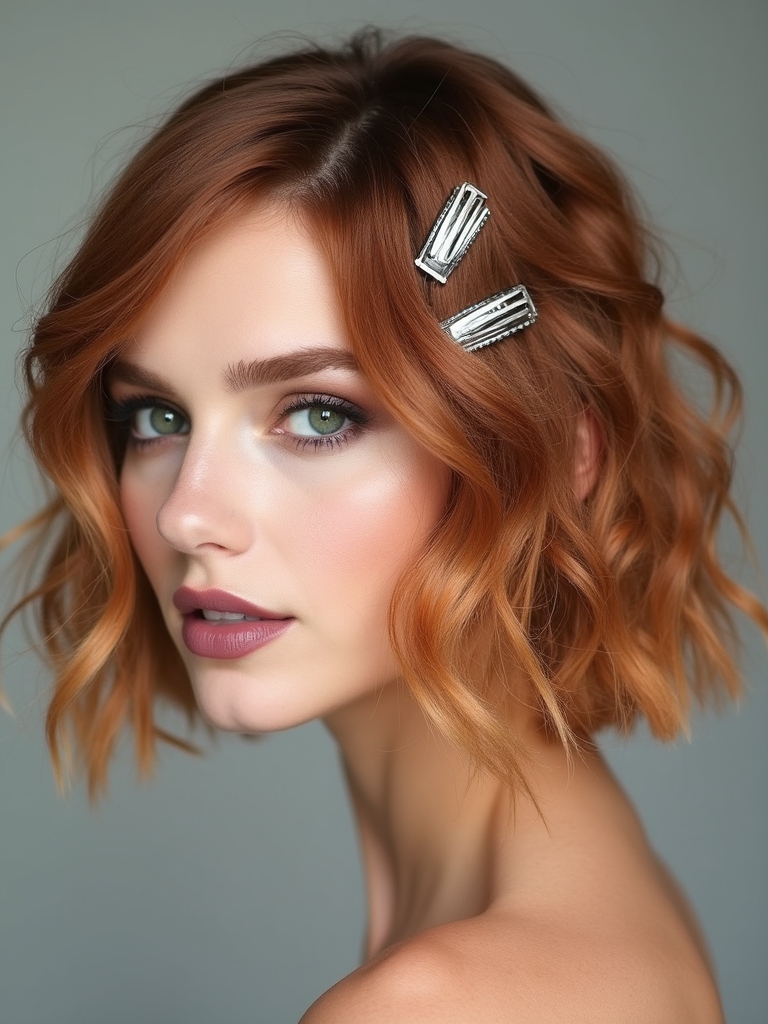 layered hairstyle with clips