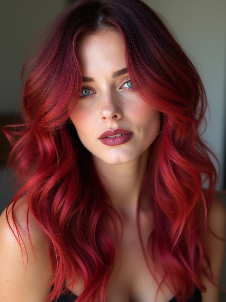 multi dimensional cherry red strands