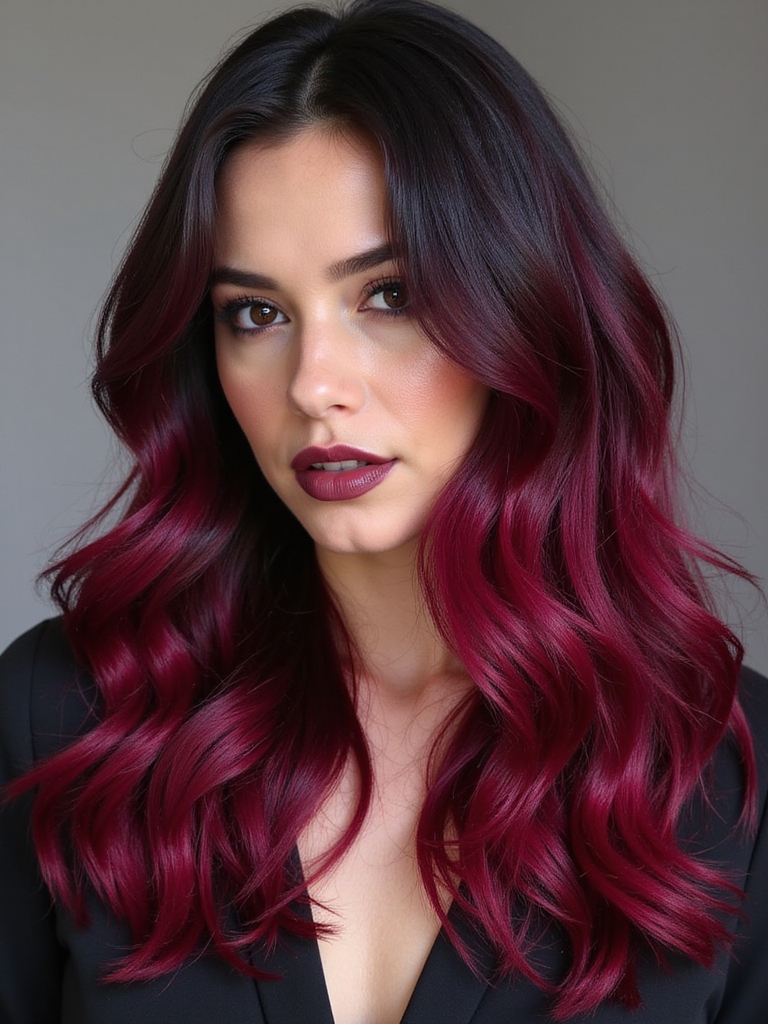 rich burgundy to fiery ends
