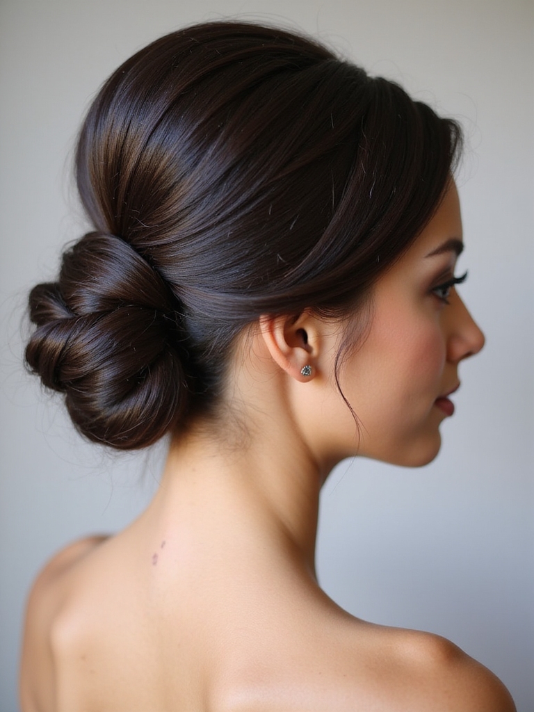rolled back hair bun