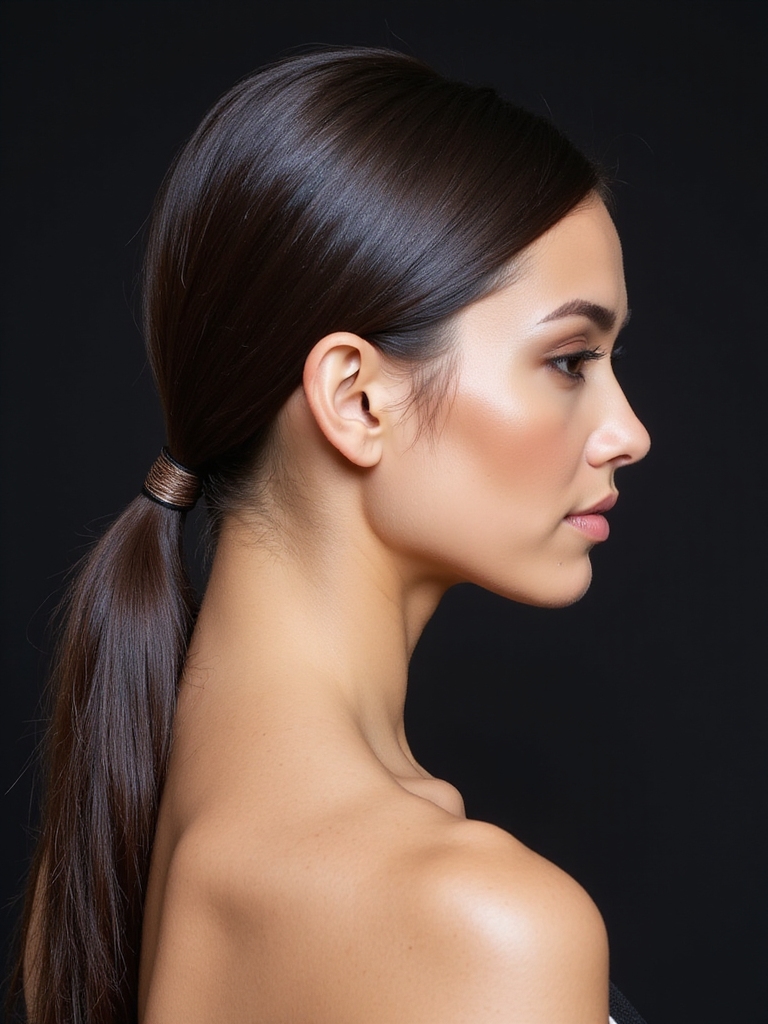sleek low ponytail tips