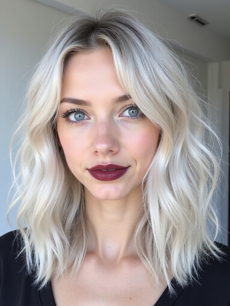 snowy white hair highlights