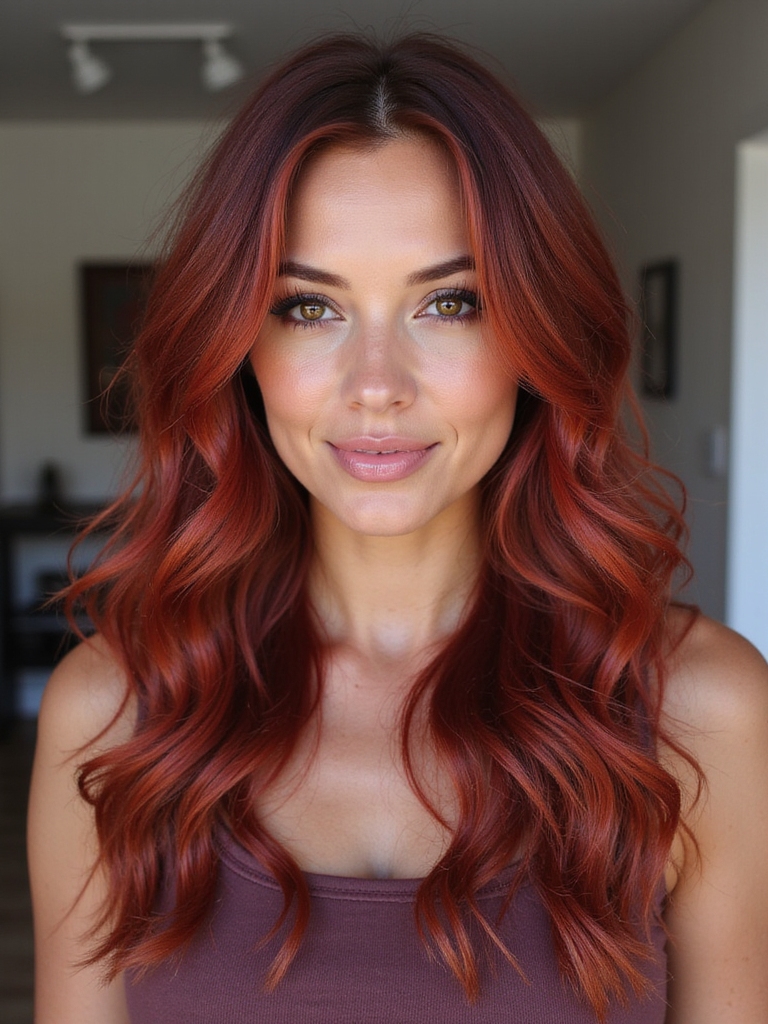 soft cherry red highlights