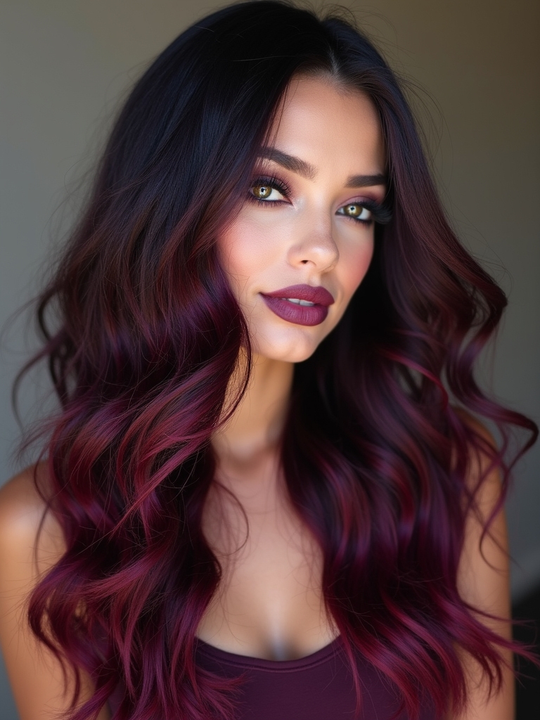textured black cherry hair