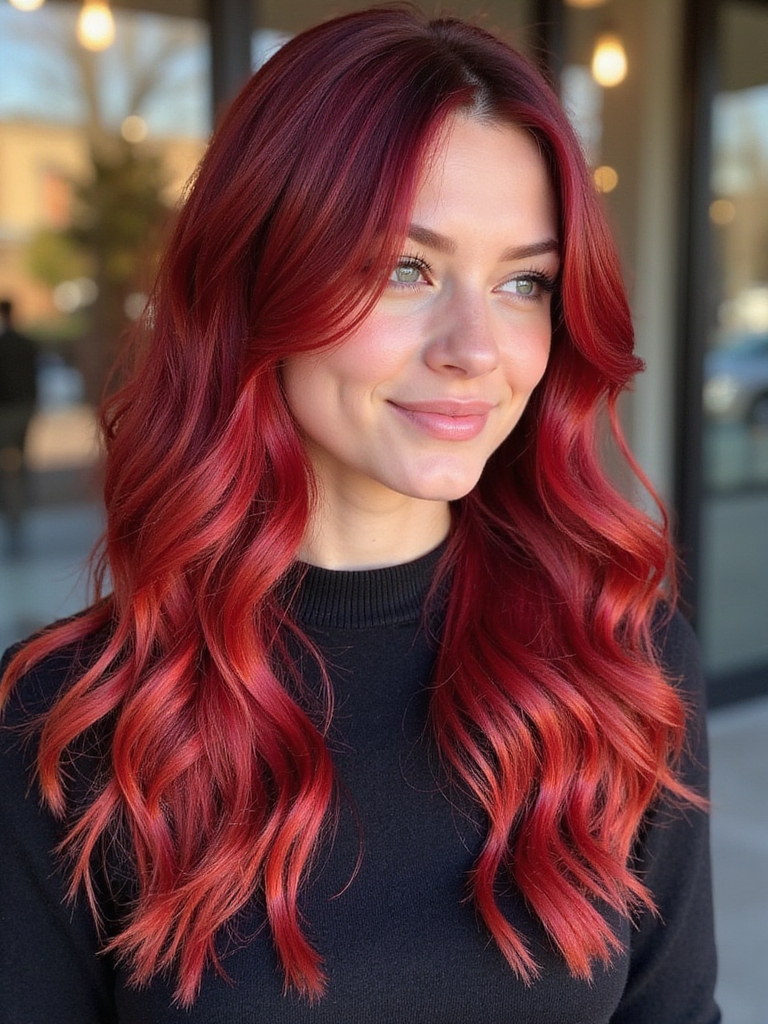 vibrant cherry red highlights
