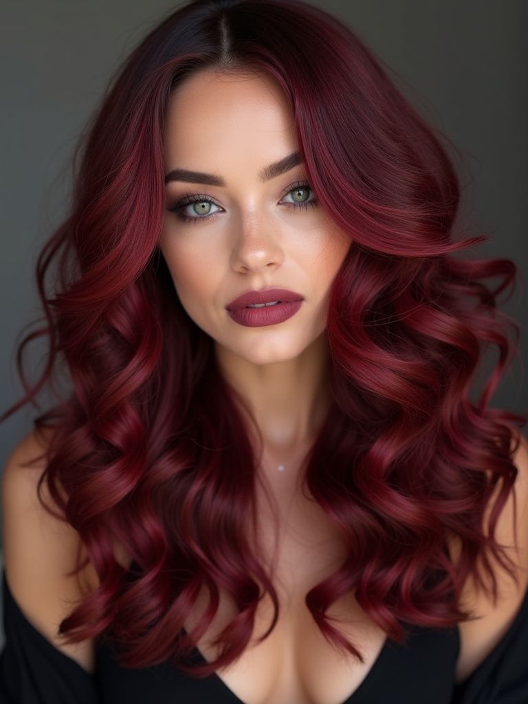 vibrant crimson highlighted curls