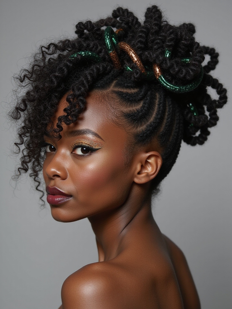 vibrant thread accents hairstyle