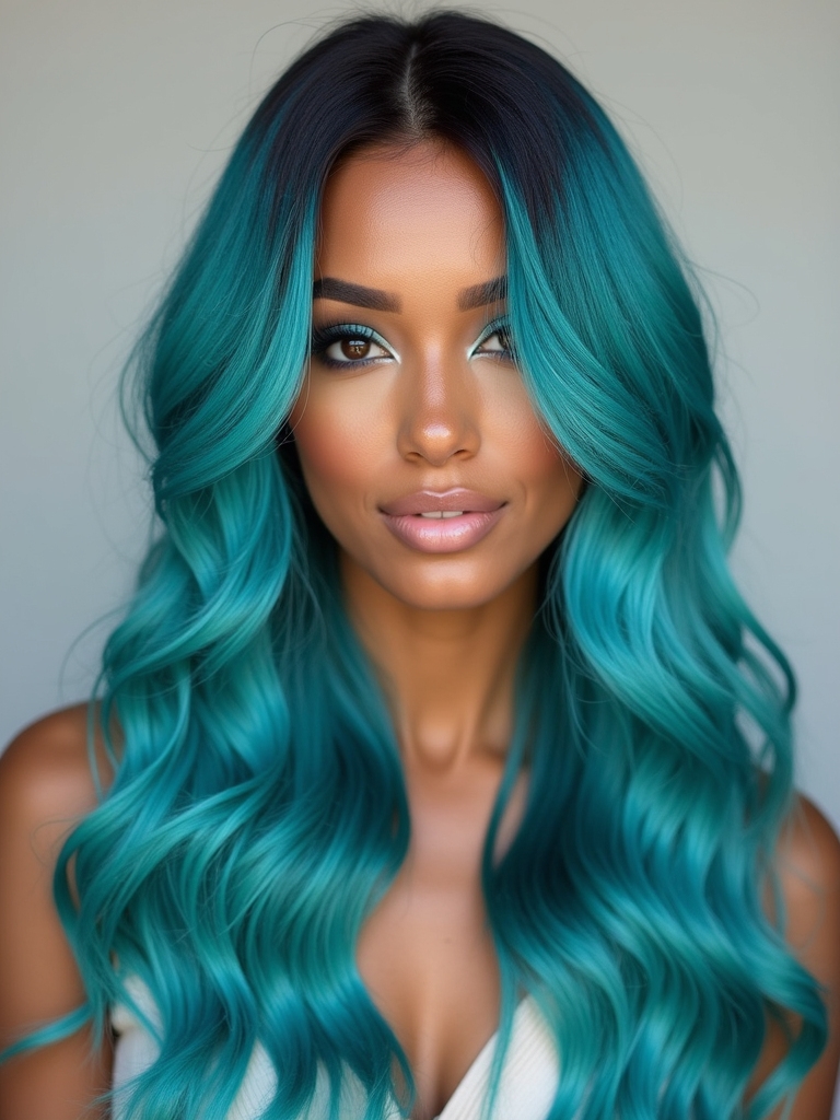 vibrant turquoise hair transformation