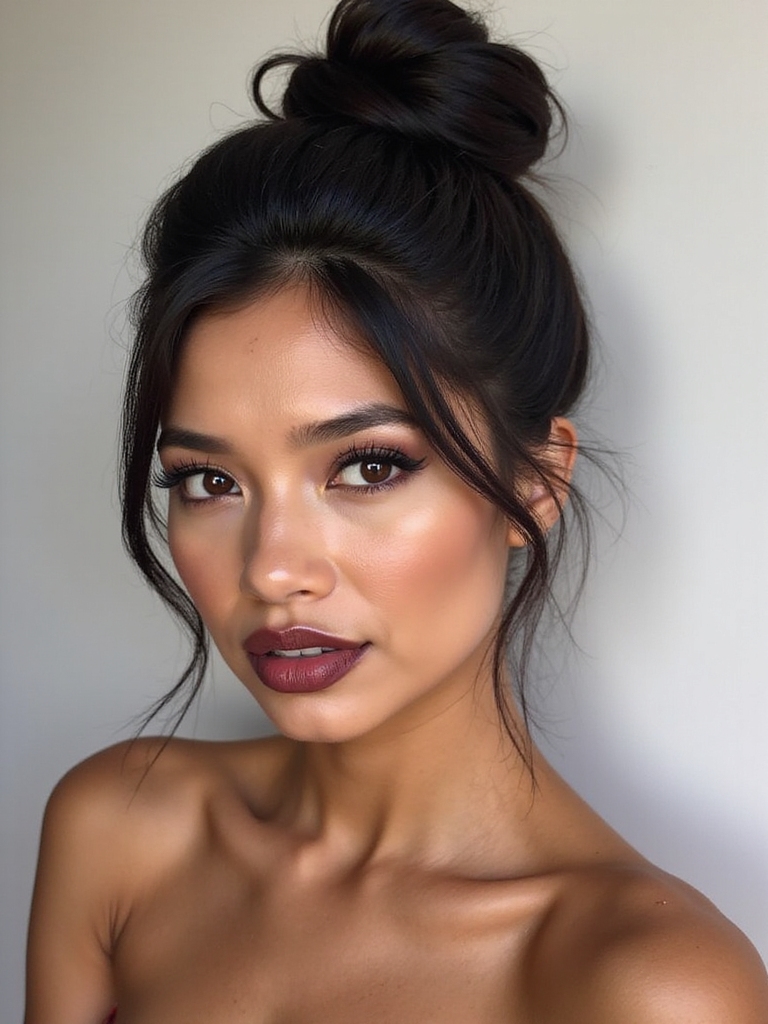 voluminous elegant bun hairstyle