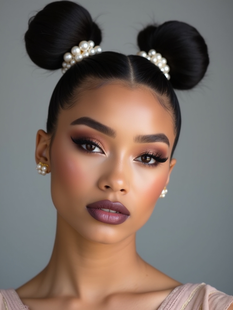 two quirky hair buns